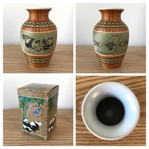 Panda Ceramic Vase with Weave Exterior